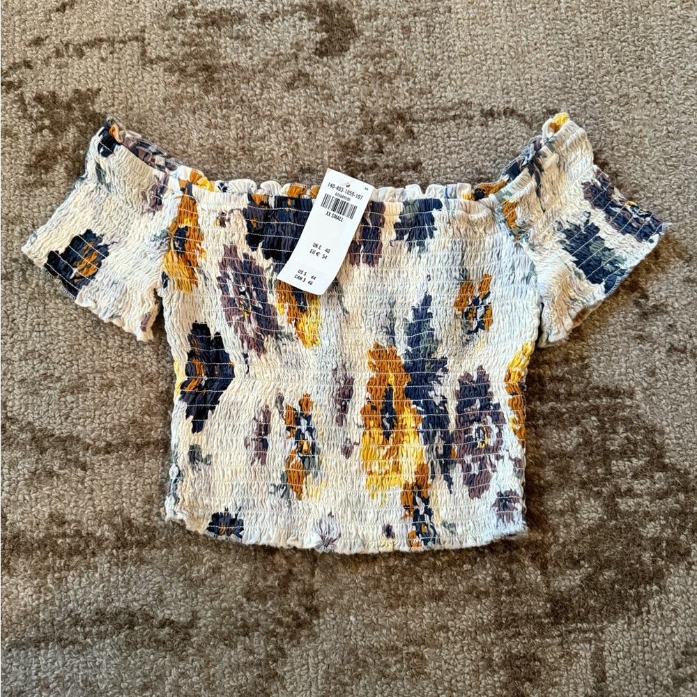 Abercrombie & Fitch XXS Floral Ruched Crop Top NWT